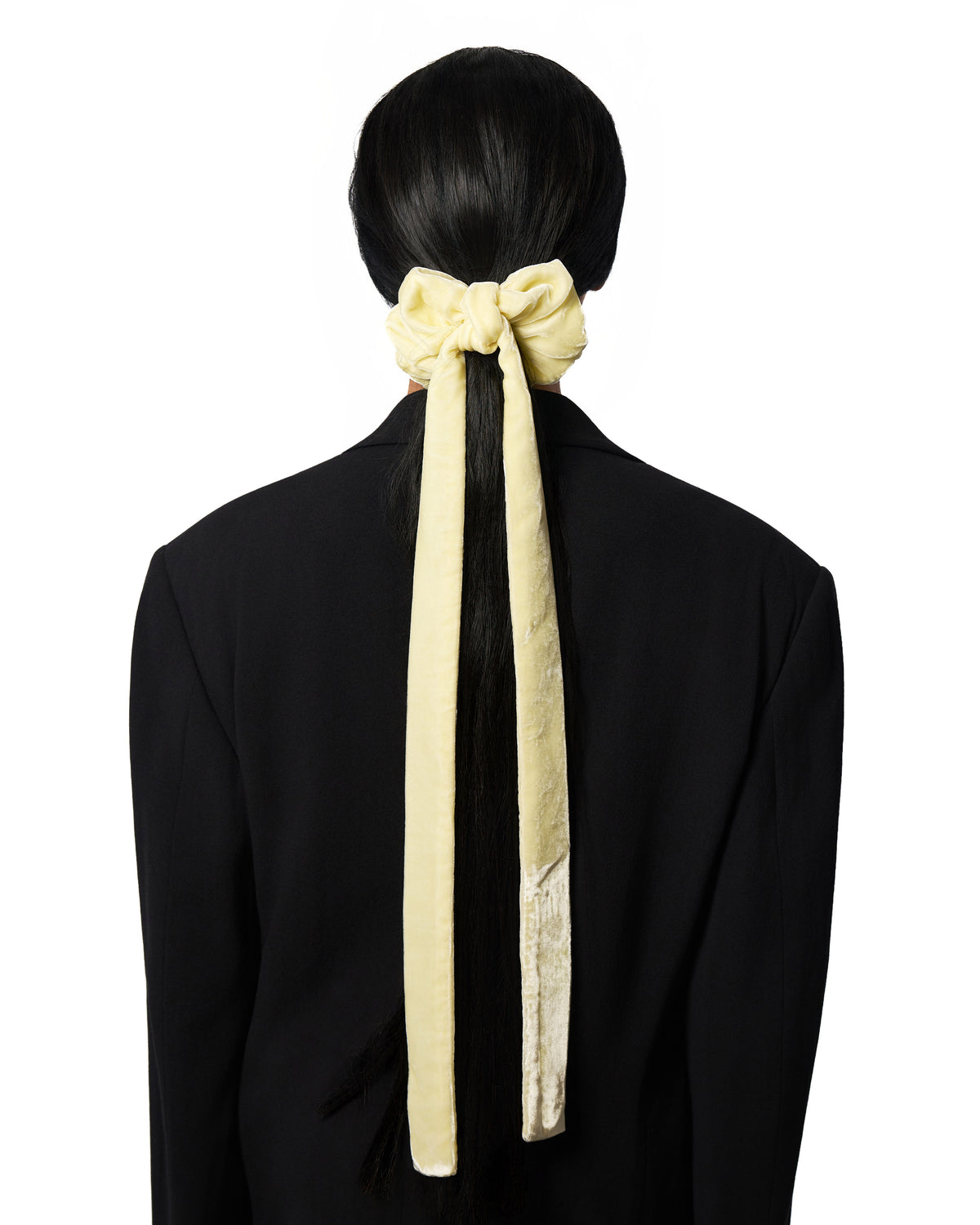 Olah Silk Velvet Ribbon Scrunchie - Yellow