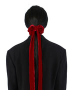 Olah Silk Velvet Ribbon Scrunchie - Red