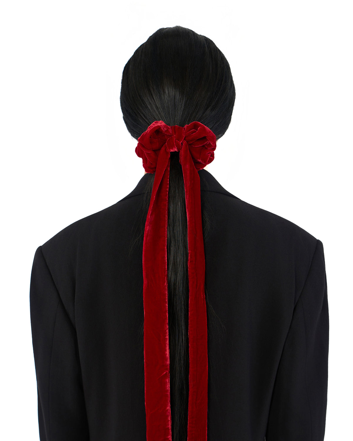 Olah Silk Velvet Ribbon Scrunchie - Red