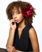 Olah Bloom Silk Flower Pin - Velvet Rose