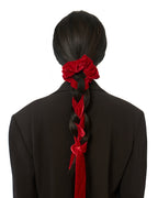 Olah Silk Velvet Ribbon Scrunchie - Red