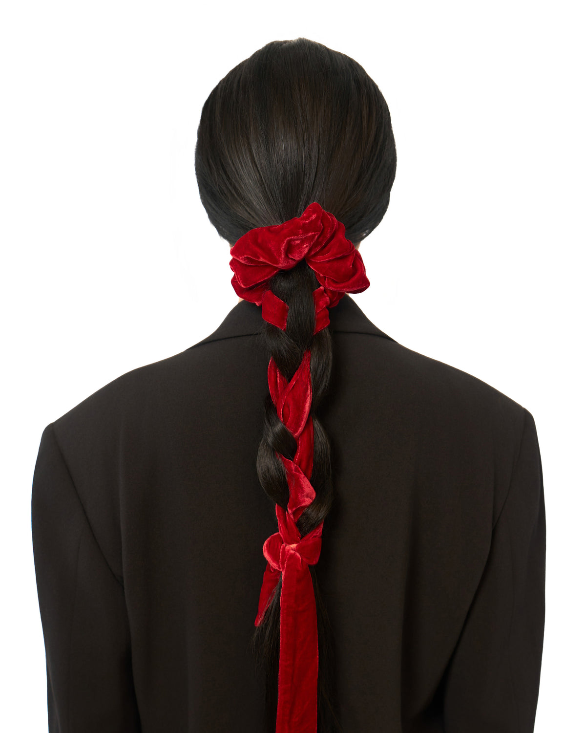 Olah Silk Velvet Ribbon Scrunchie - Red