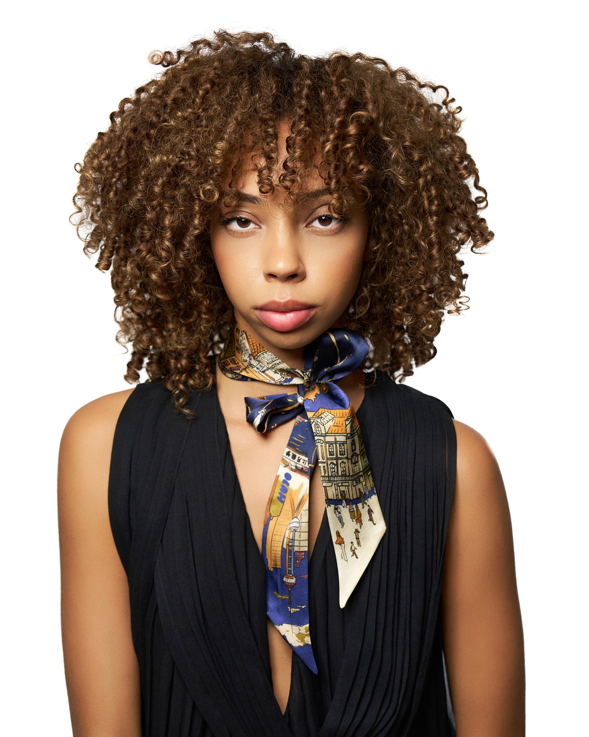 Shanghai Silk Skinny Scarf - Blue