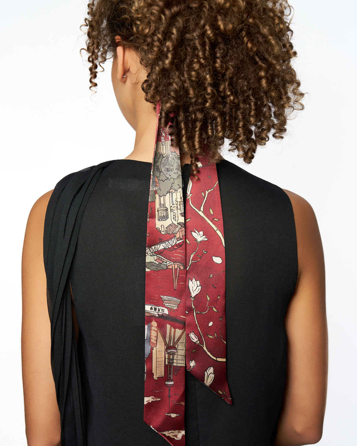 Shanghai Silk Skinny Scarf - Red