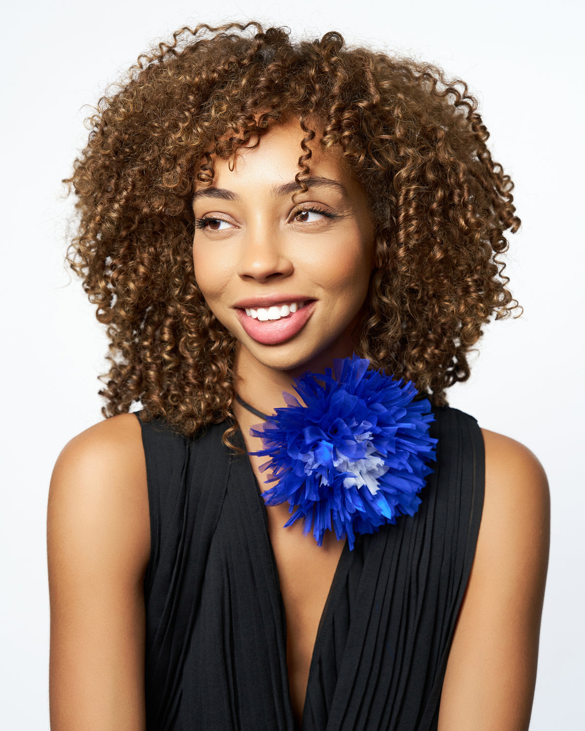 Olah Bloom Silk Flower Pin - Cobalt Dahlia