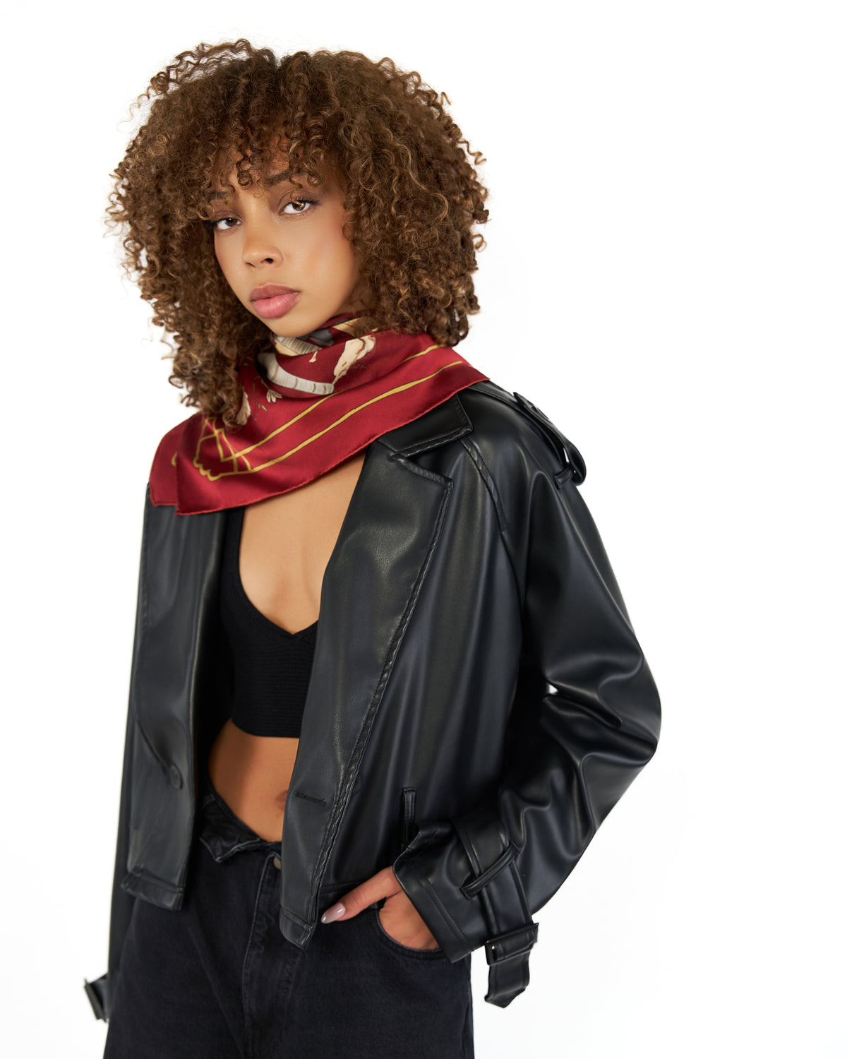 Shanghai Large Silk Square Scarf 35 - Red
