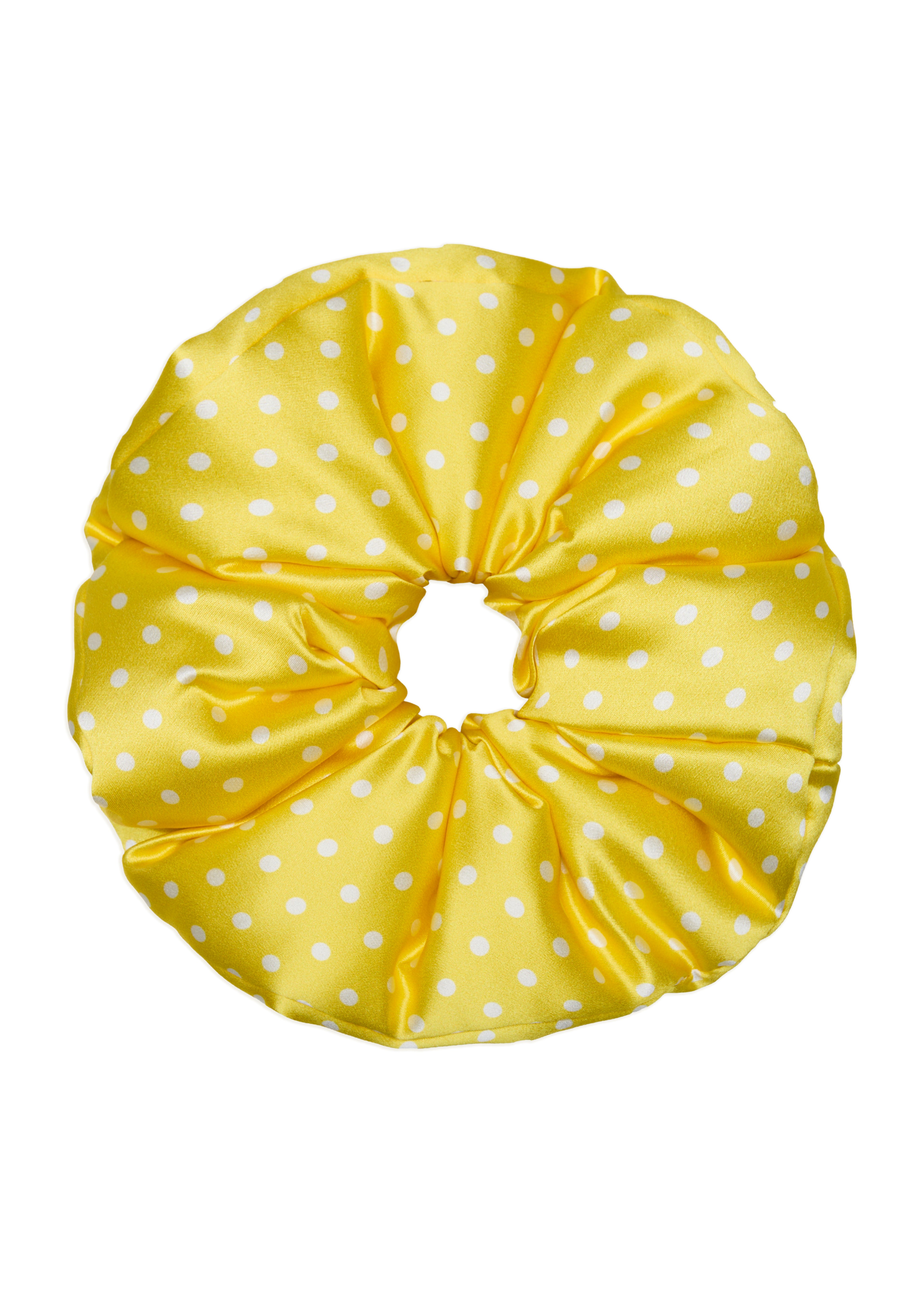 Olah Silk Marshmallow Scrunchie - Lemon Polka