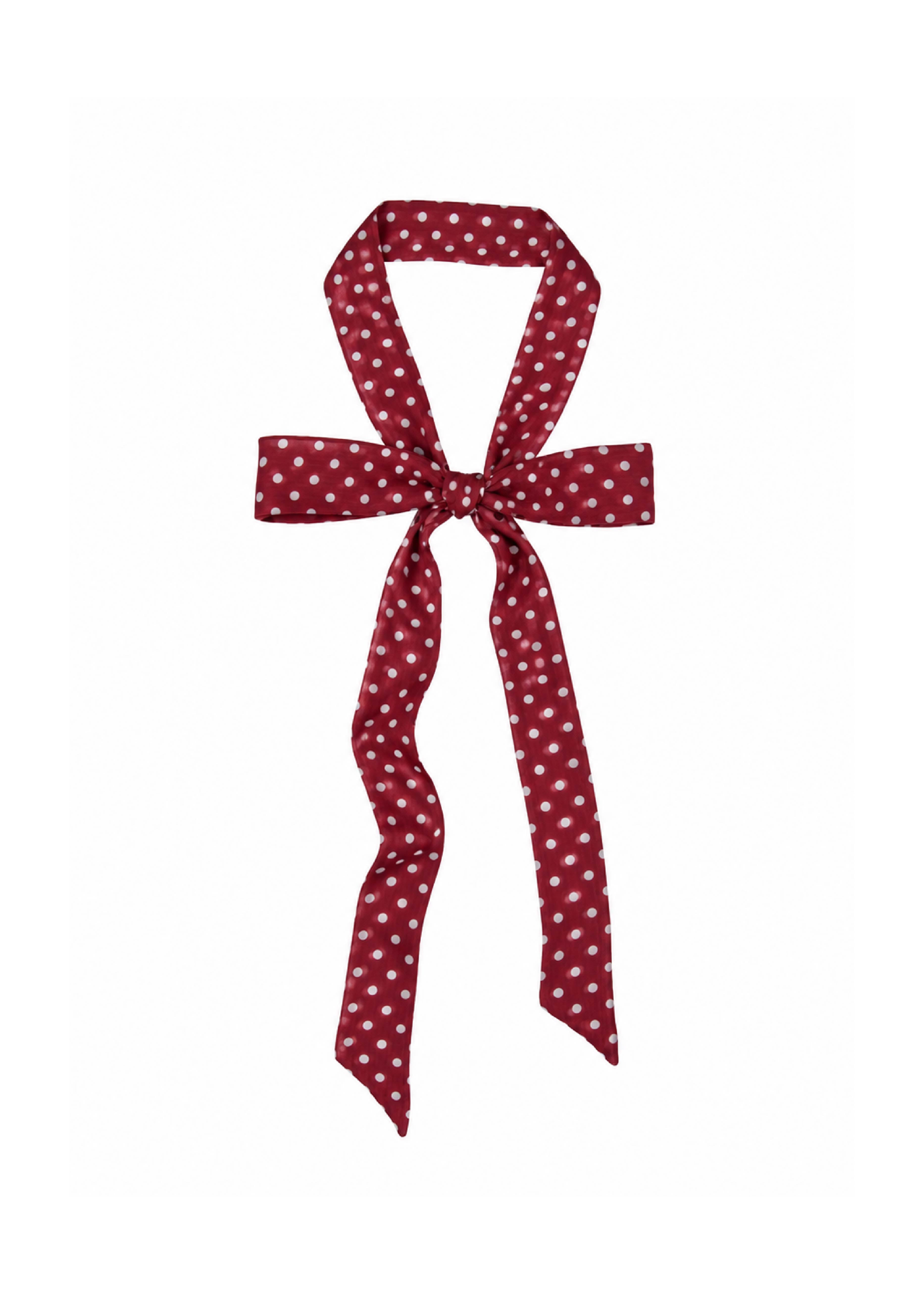 Le Petit Dot Silk Hair Ribbon Scarf - Bordeaux