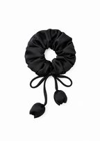 Tulip Silk Hair Tie Scrunchie - Black