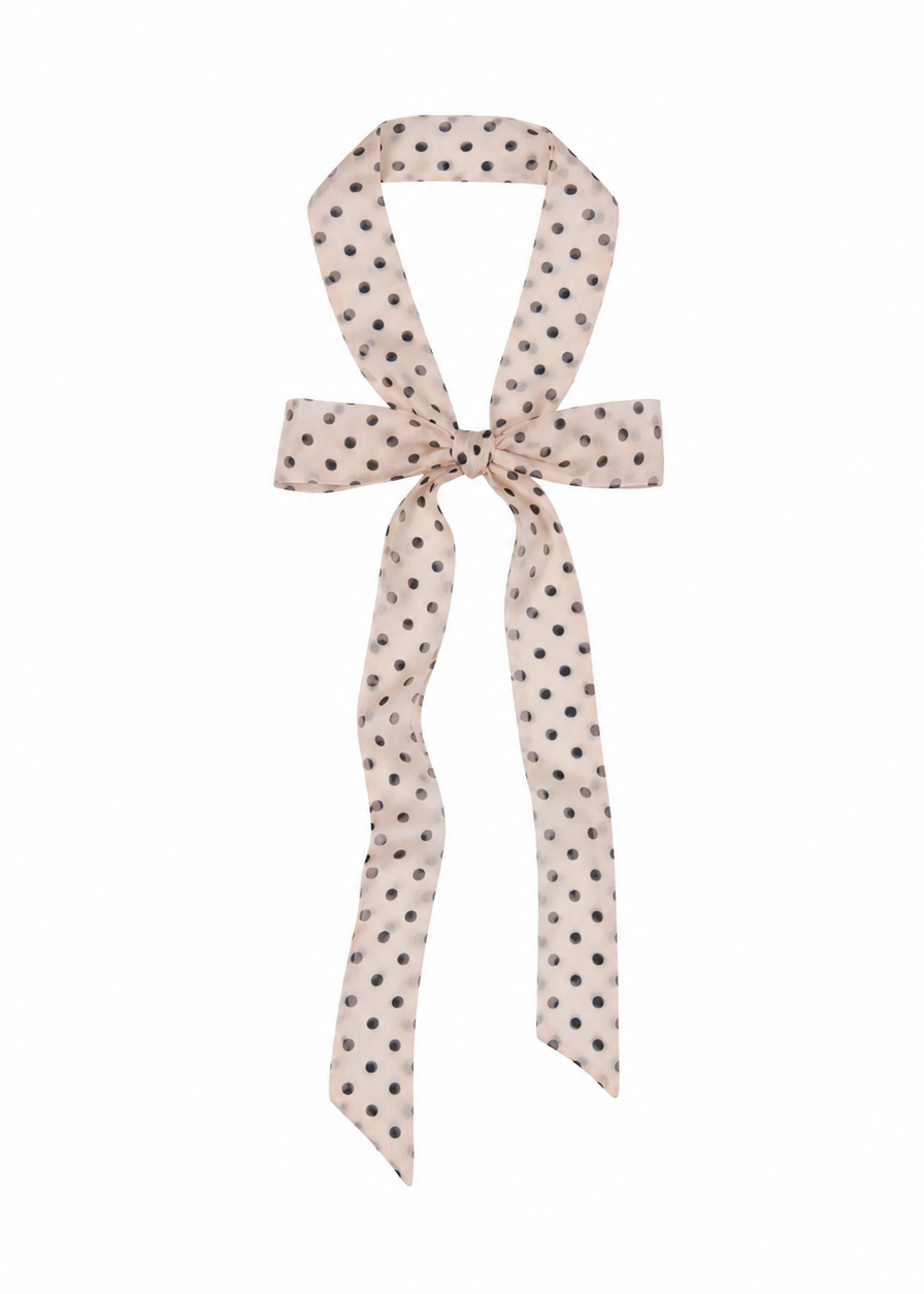 Le Petit Dot Silk Hair Ribbon Scarf - Champagne