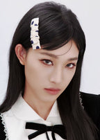 Polka Dot Silk Hair Barrette - White