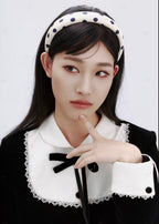 Polka Dot Silk Headband - Black & White - Black - OLAH Headbands