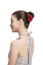 La Frida Rosa Silk Scrunchie - Red - Red - OLAH Ponytail Holders