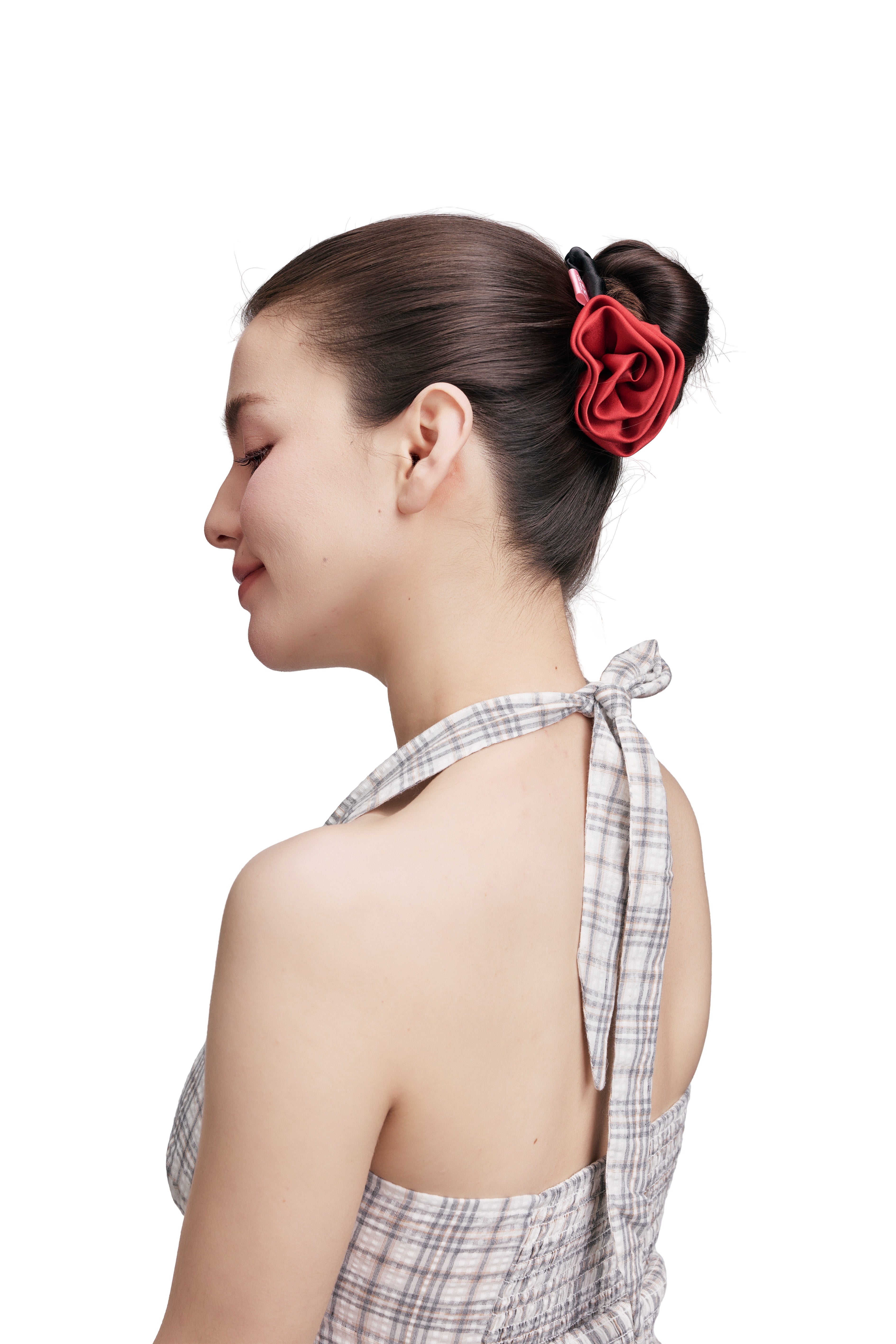 La Frida Rosa Silk Scrunchie - Red