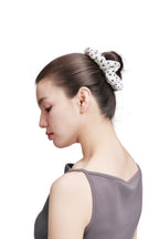 Petite Dot Silk Scrunchie - White