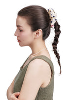 Polka Dot Silk Scrunchie - White - White - OLAH Ponytail Holders