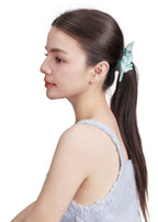 Bunny Ear Silk Hair Tie Scrunchie - Blue