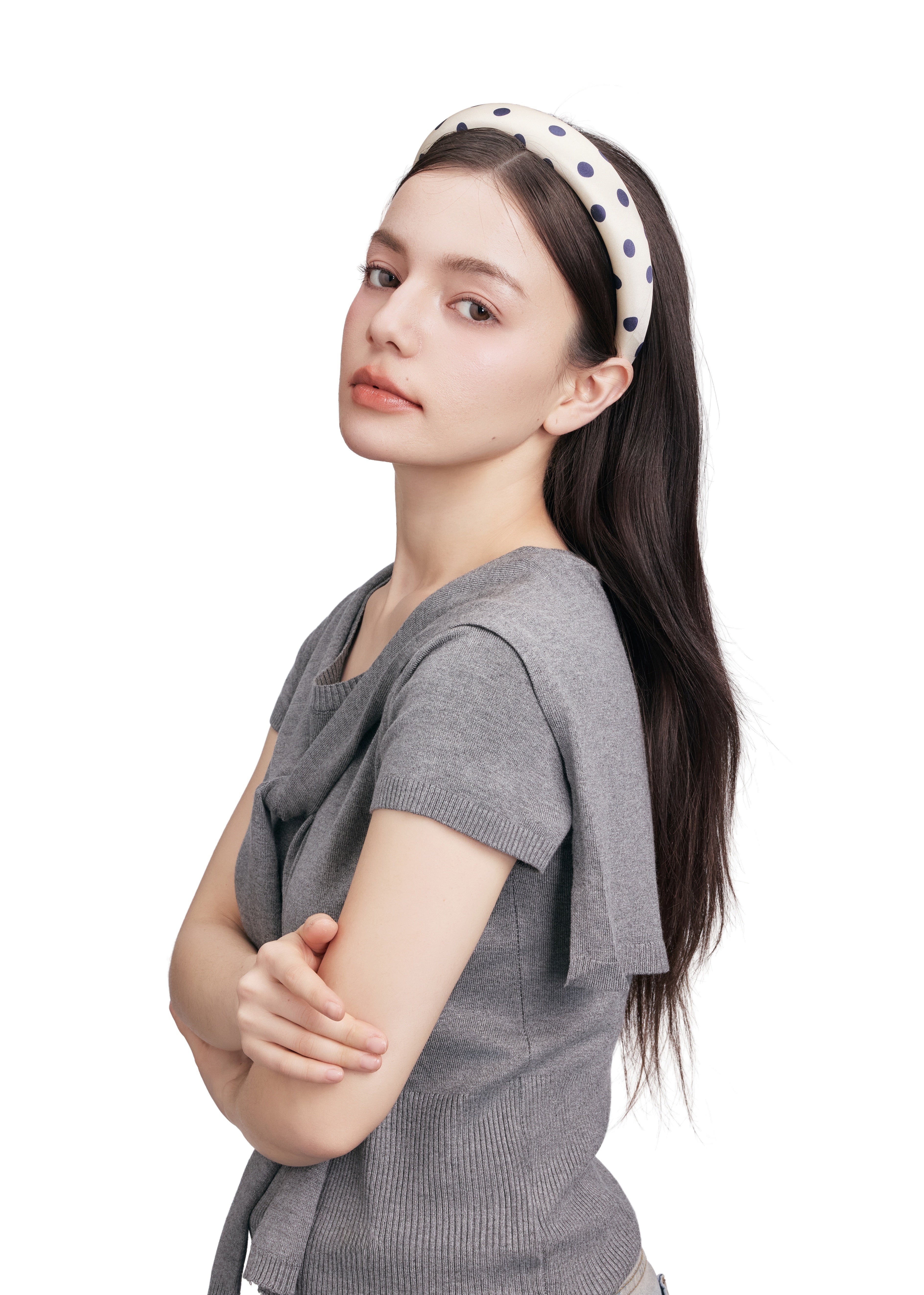 Polka Dot Silk Headband - Black & White