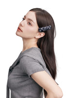 Lunelle Silk Hair Barrette Clip - Steel Blue