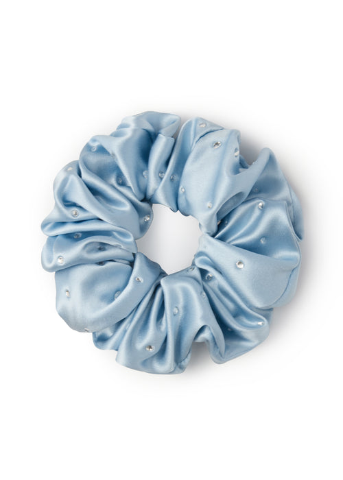 Crystal Twinkle Silk Scrunchie - Sky Blue - Blue - OLAH Ponytail Holders