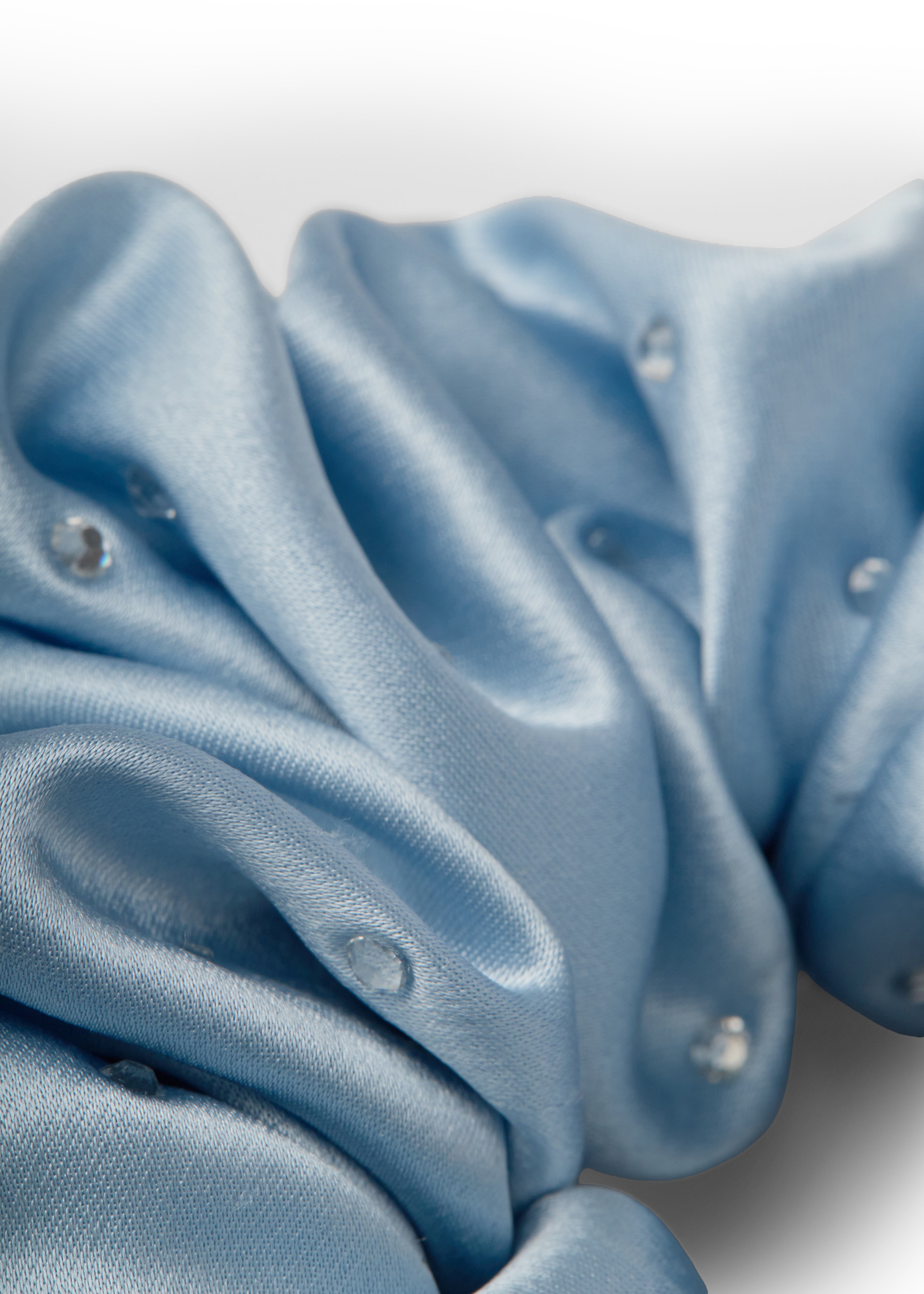 Crystal Twinkle Silk Scrunchie - Sky Blue