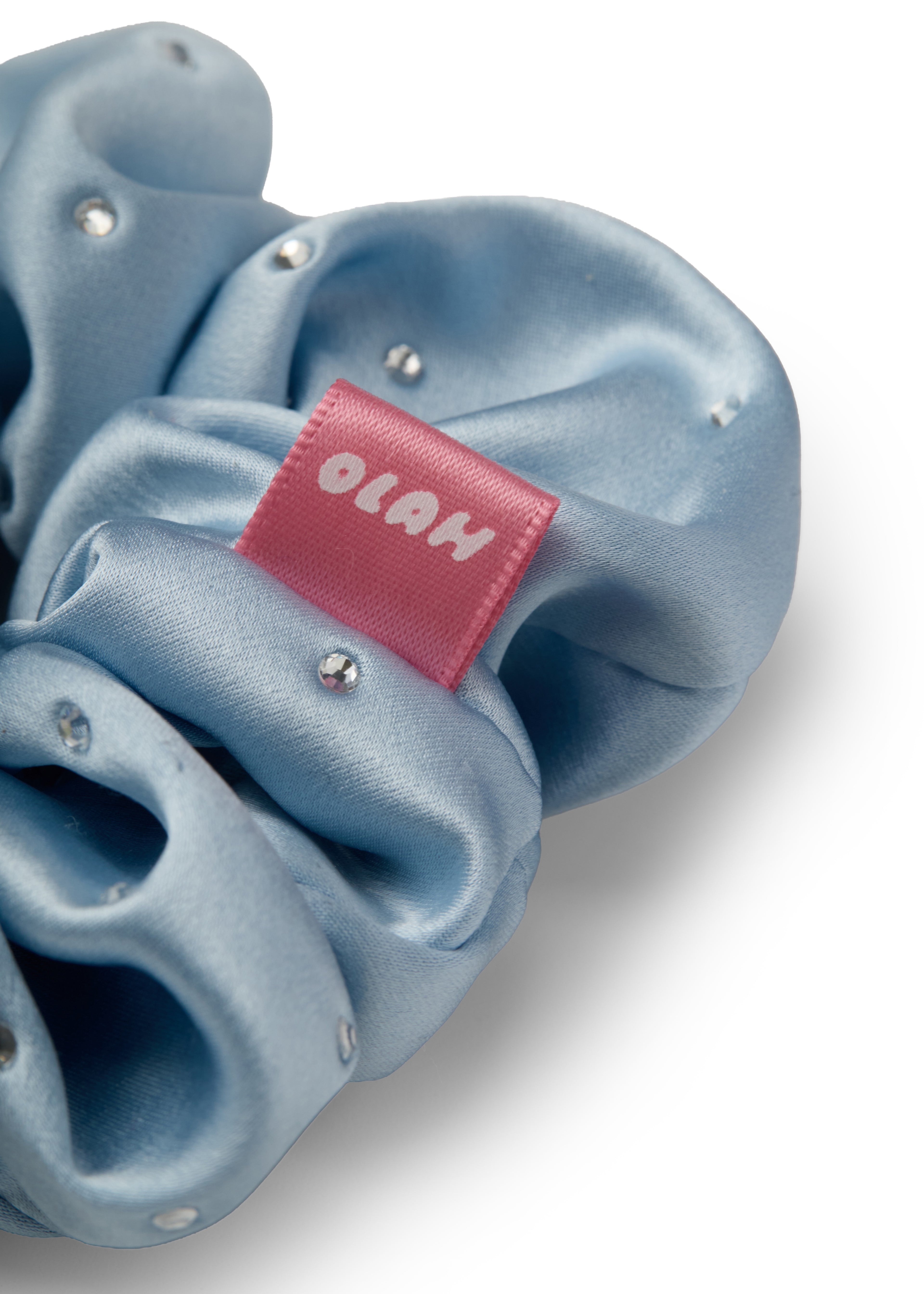 Crystal Twinkle Silk Scrunchie - Sky Blue