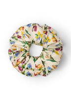 Tulip Silk Scrunchie - Cream - Floral - OLAH Ponytail Holders
