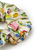 Tulip Silk Scrunchie - Cream - Floral - OLAH Ponytail Holders