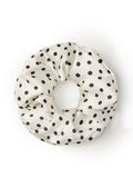 Petite Dot Silk Scrunchie - White