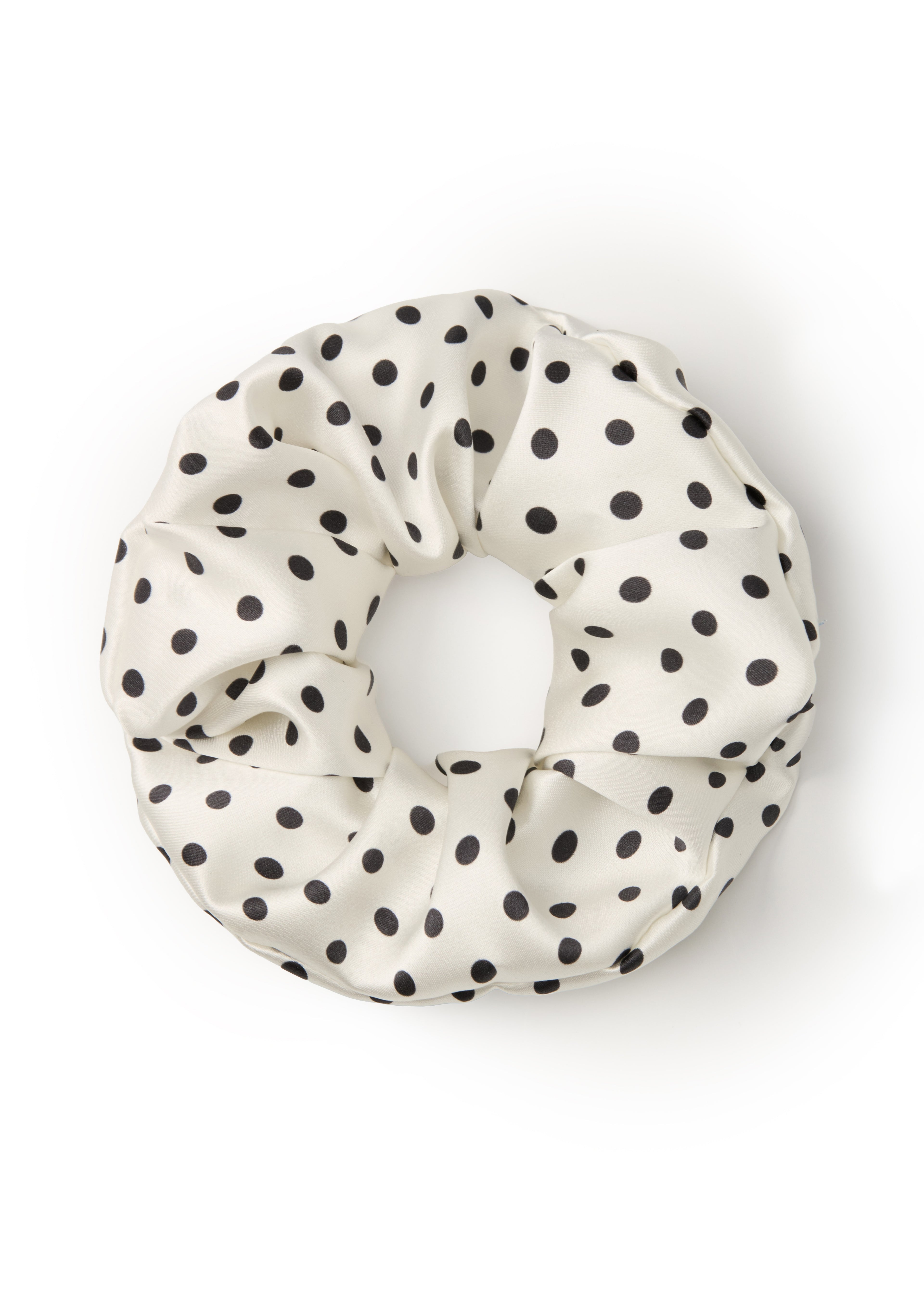 Petite Dot Silk Scrunchie - White