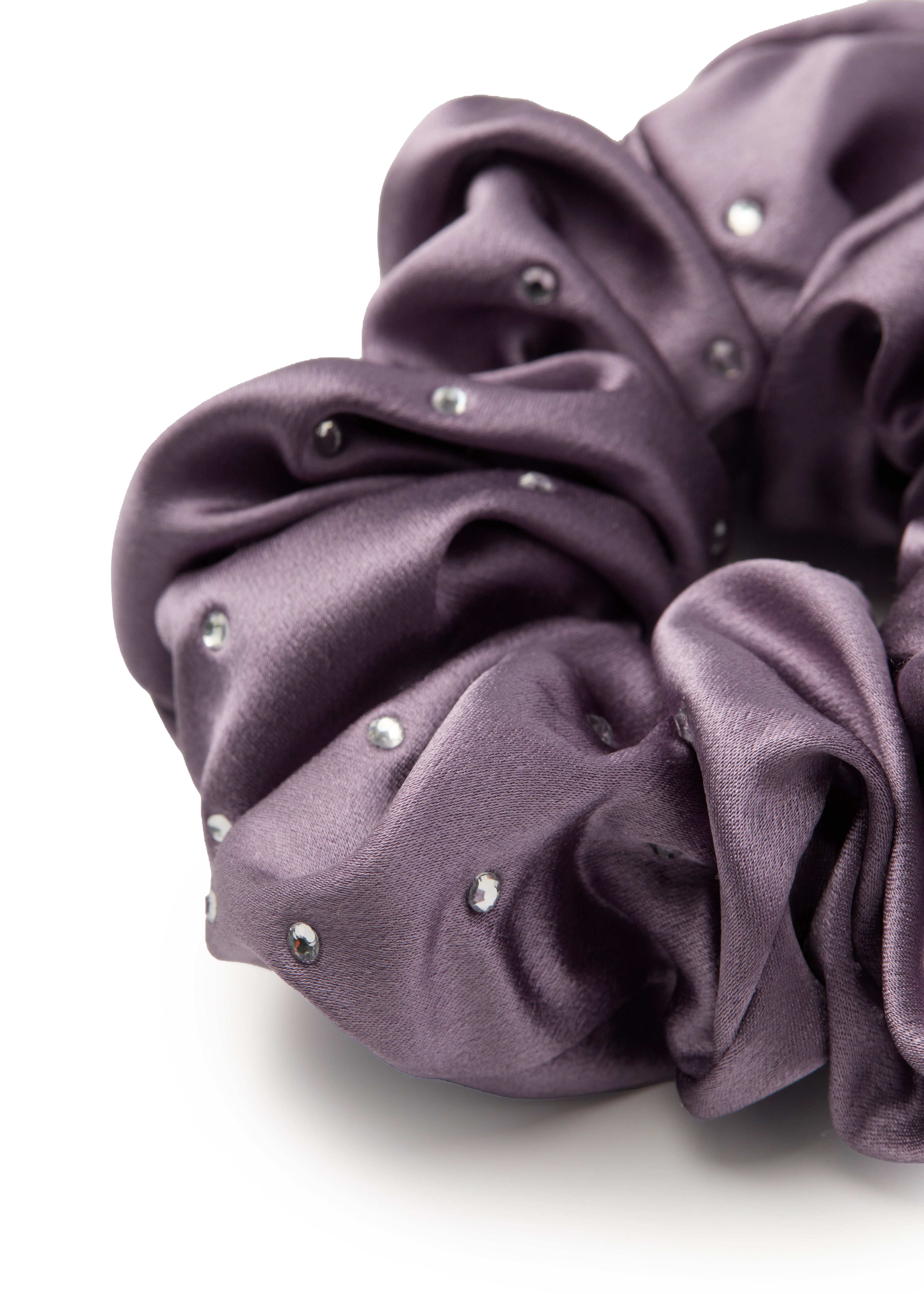 Crystal Twinkle Silk Scrunchie - Purple