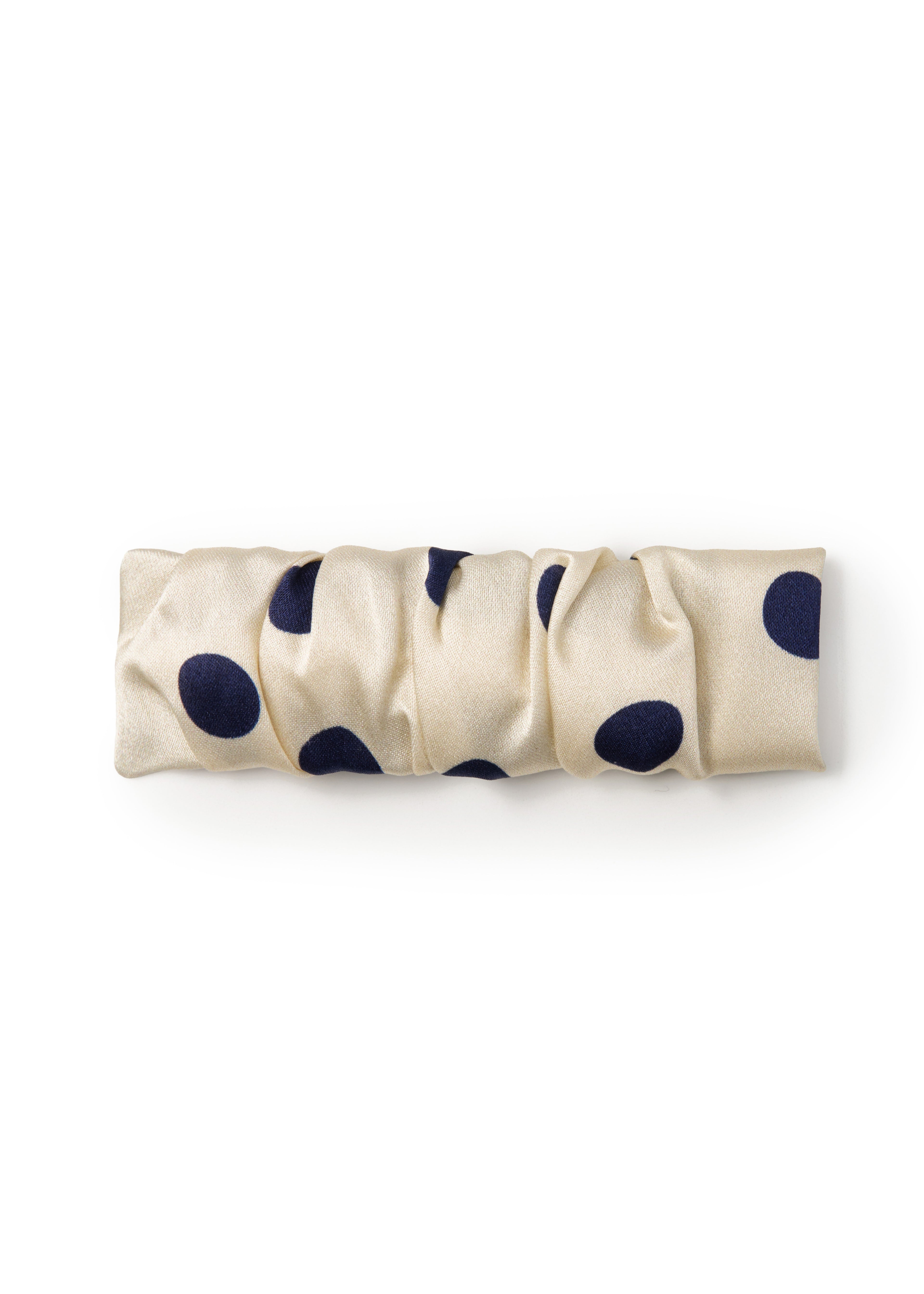 Polka Dot Silk Hair Barrette - White