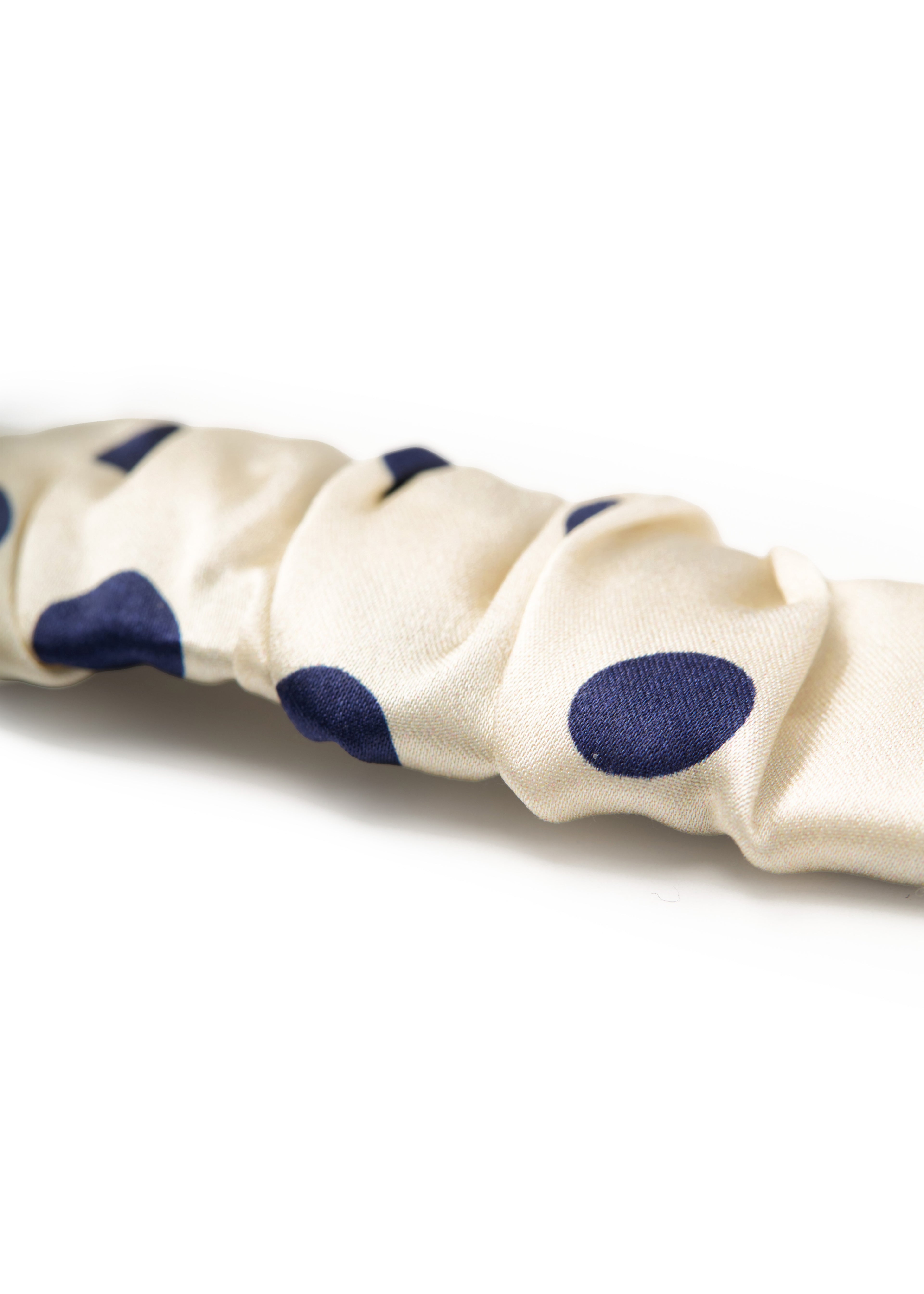 Polka Dot Silk Hair Barrette - White