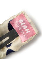 Polka Dot Silk Hair Barrette - White