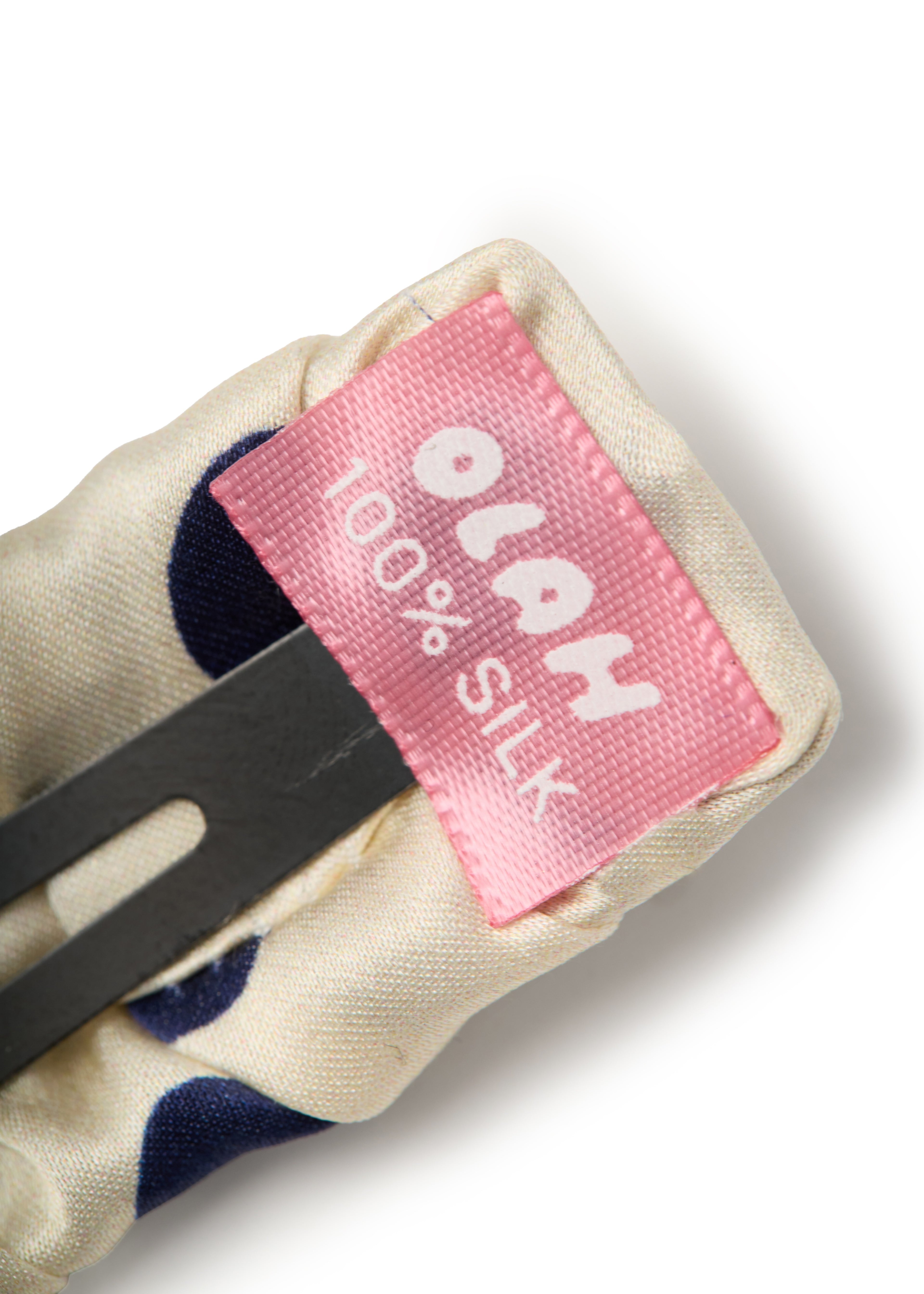 Polka Dot Silk Hair Barrette - White