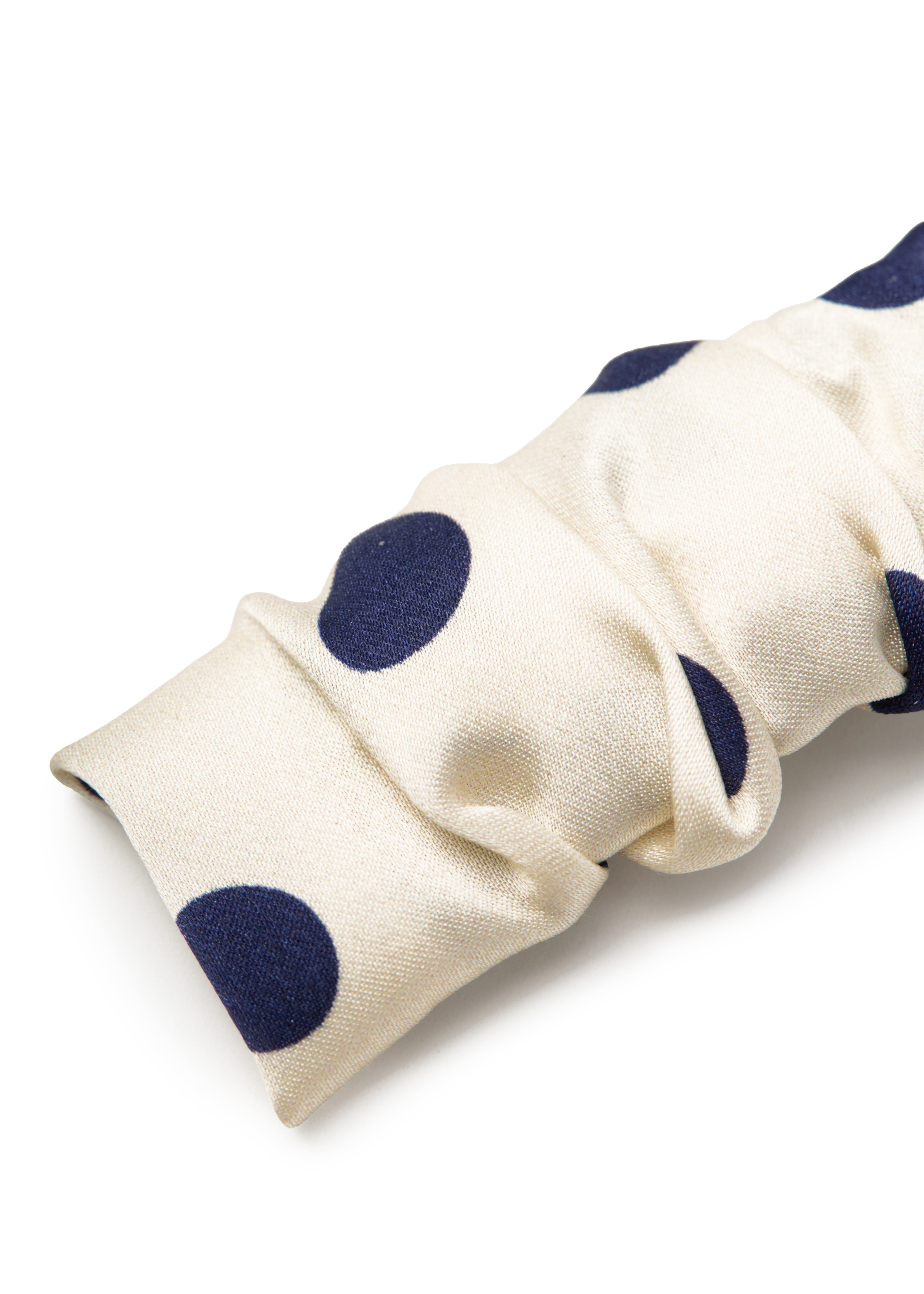 Polka Dot Silk Hair Barrette - White