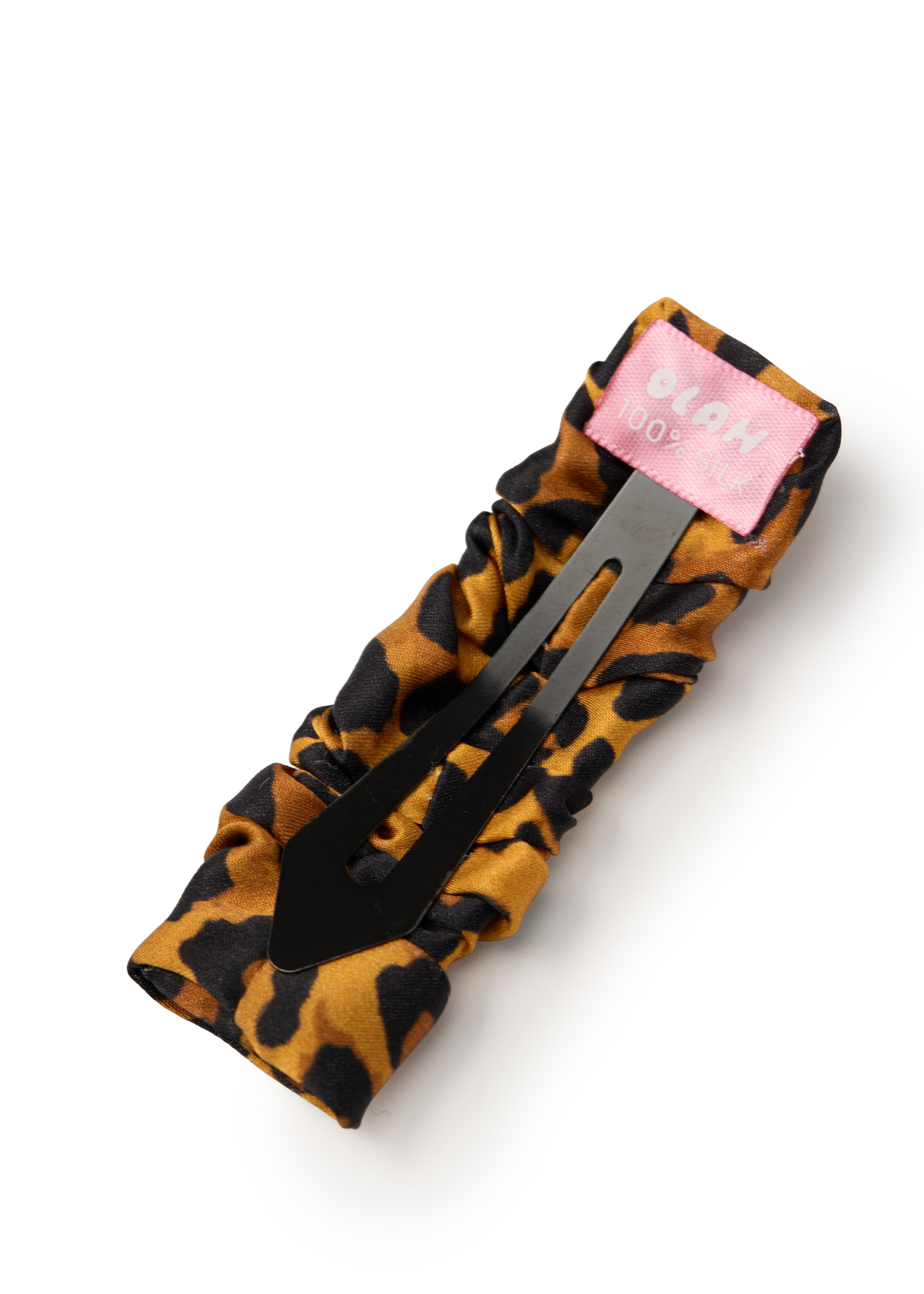 Leopard Silk Hair Barrette Clip - Brown