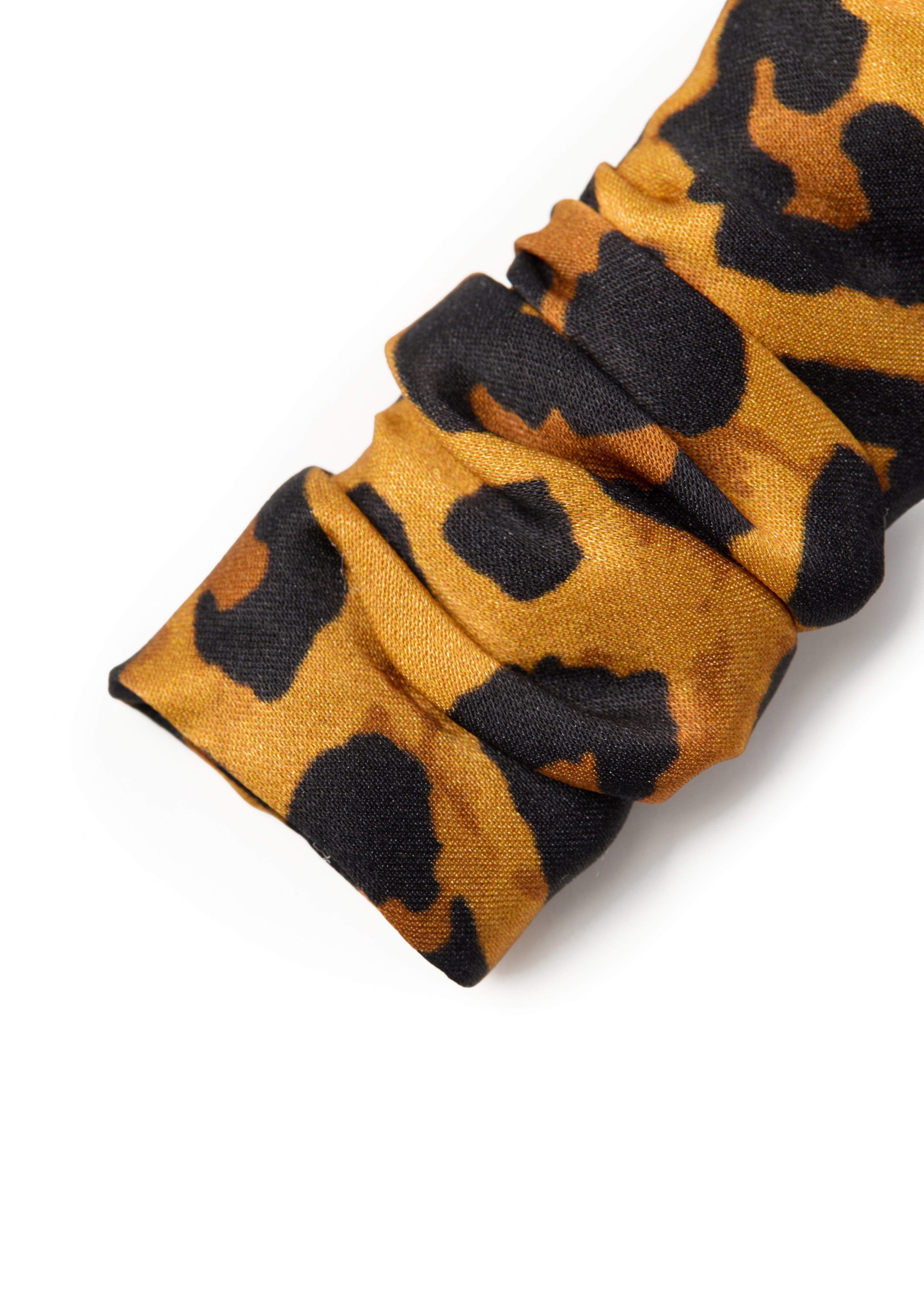 Leopard Silk Hair Barrette Clip - Brown