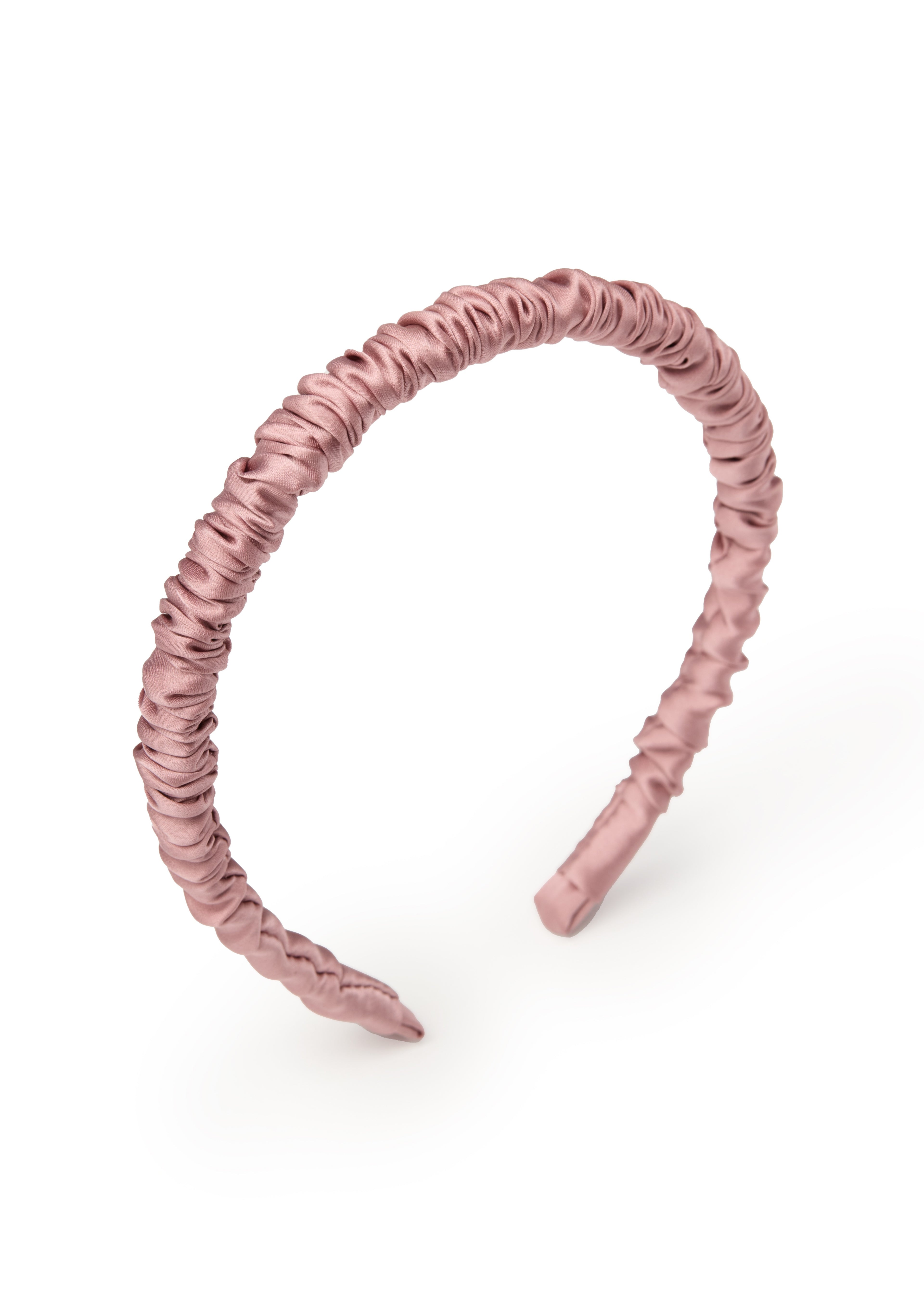 Scrunched Silk Skinny Headband - Dusty Rose