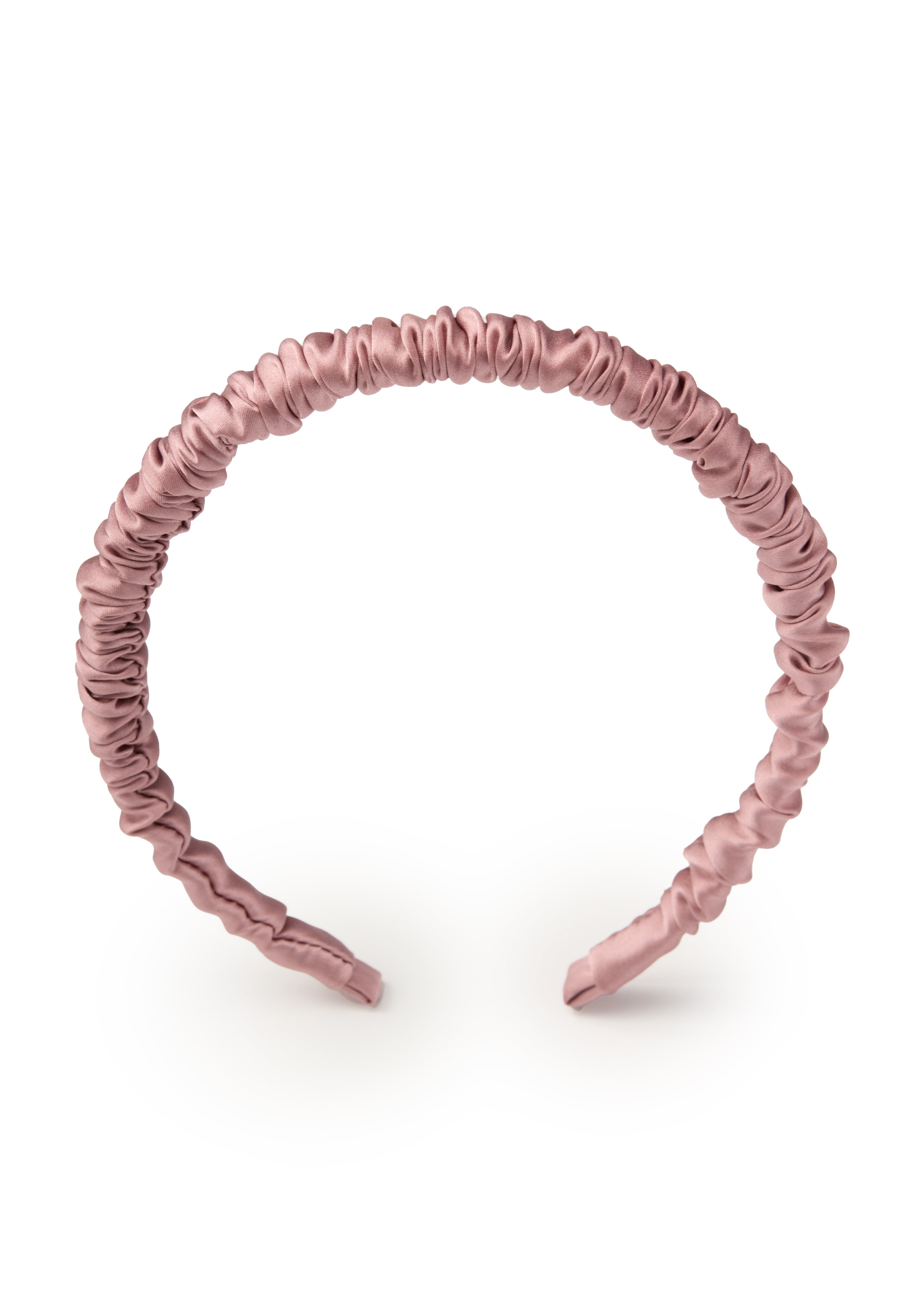 Scrunched Silk Skinny Headband - Dusty Rose