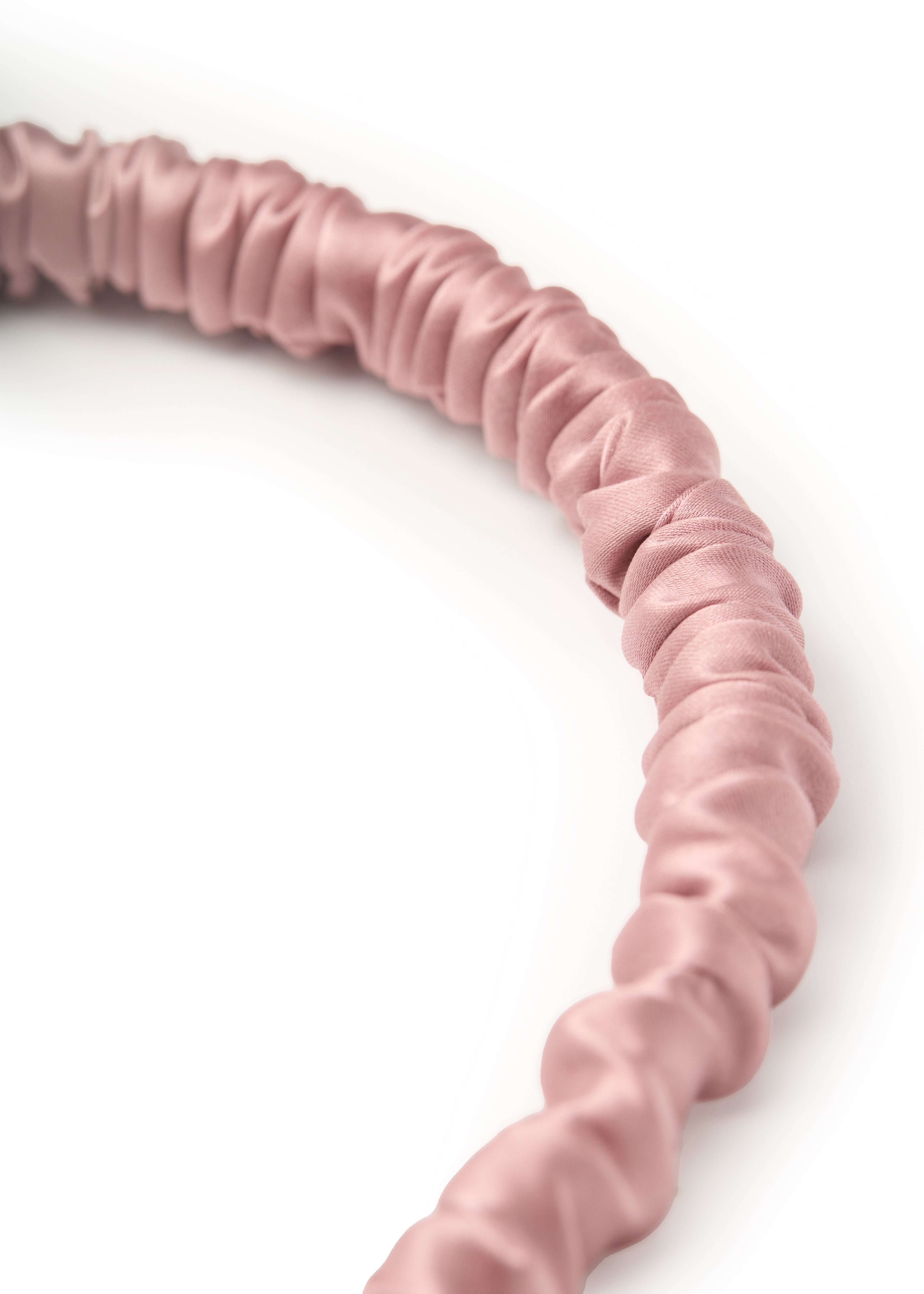 Scrunched Silk Skinny Headband - Dusty Rose