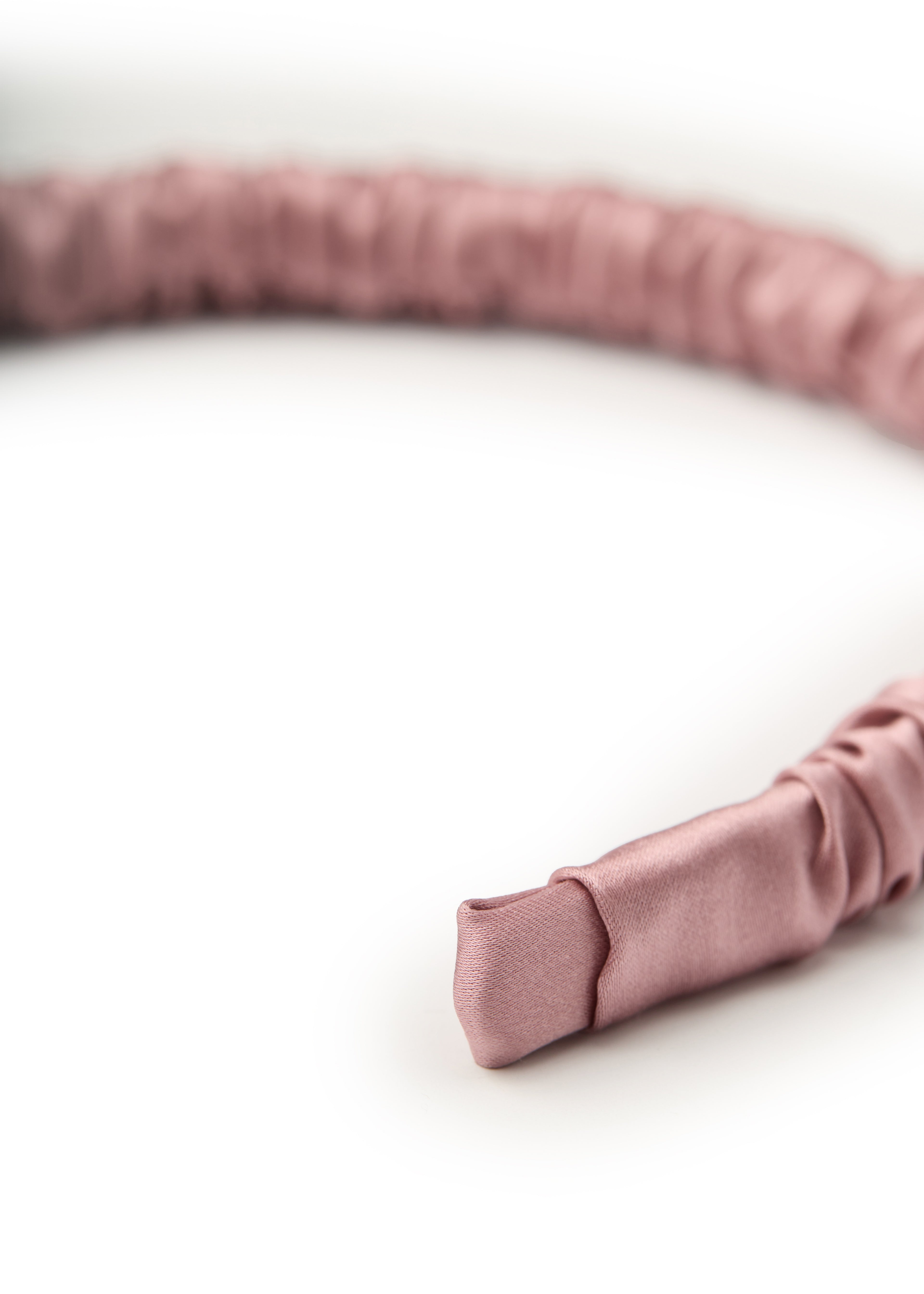 Scrunched Silk Skinny Headband - Dusty Rose - Pink - OLAH Headbands