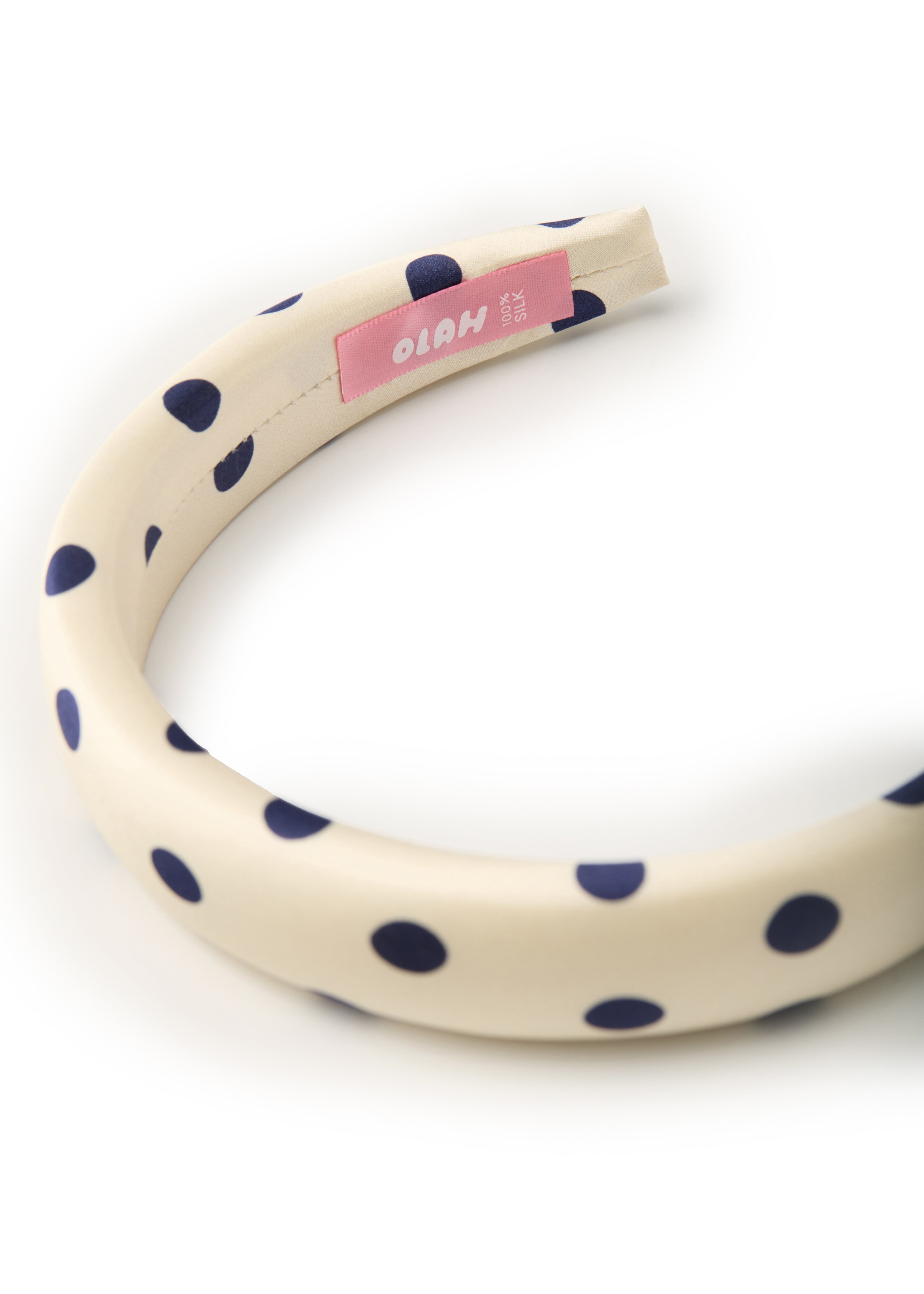 Polka Dot Silk Headband - Black & White - Black - OLAH Headbands