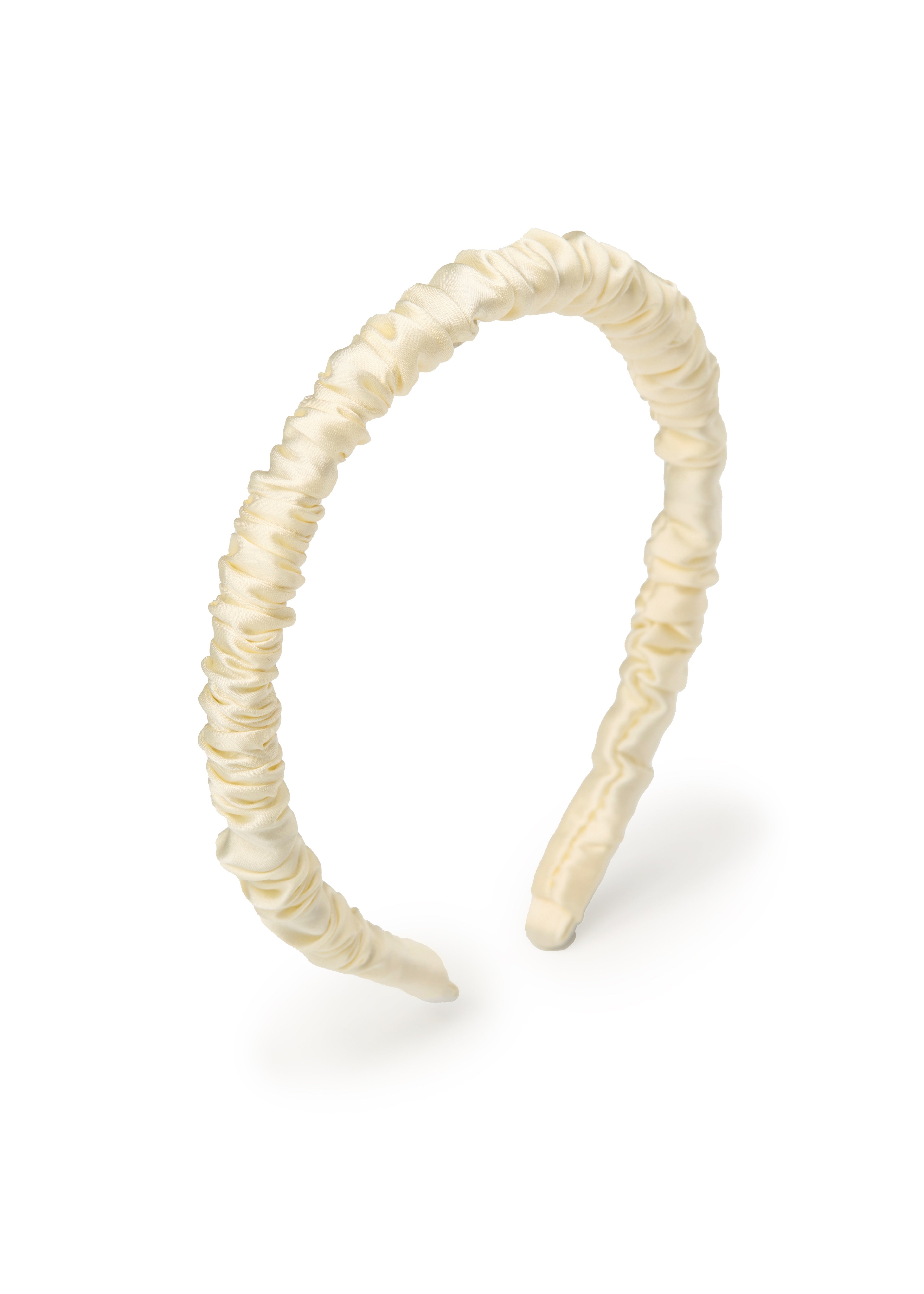 Scrunched Silk Skinny Headband - Beige