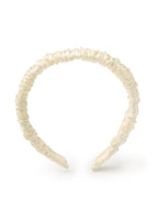 Scrunched Silk Skinny Headband - Beige - Beige - OLAH Headbands