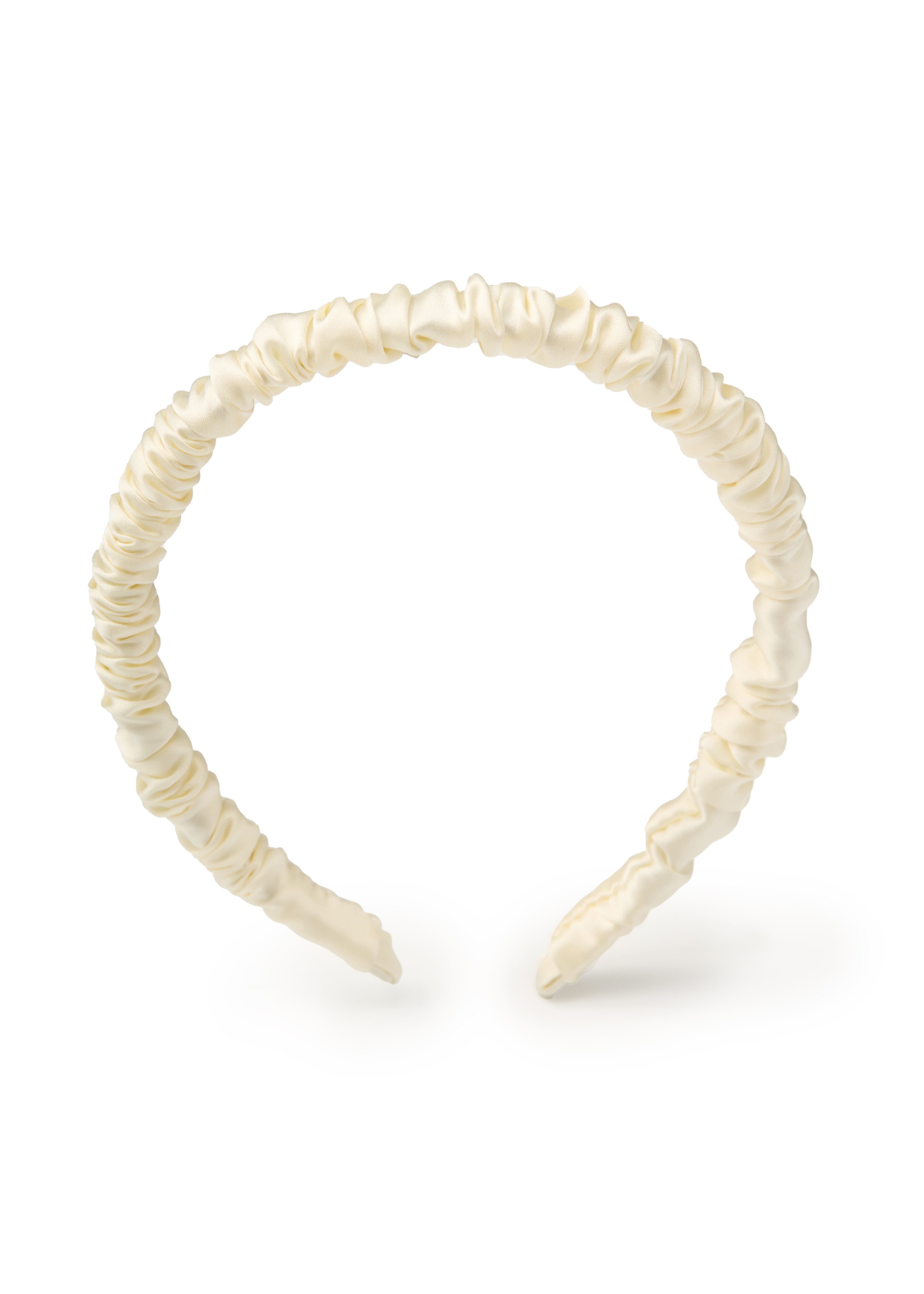 Scrunched Silk Skinny Headband - Beige