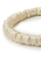 Scrunched Silk Skinny Headband - Beige - Beige - OLAH Headbands