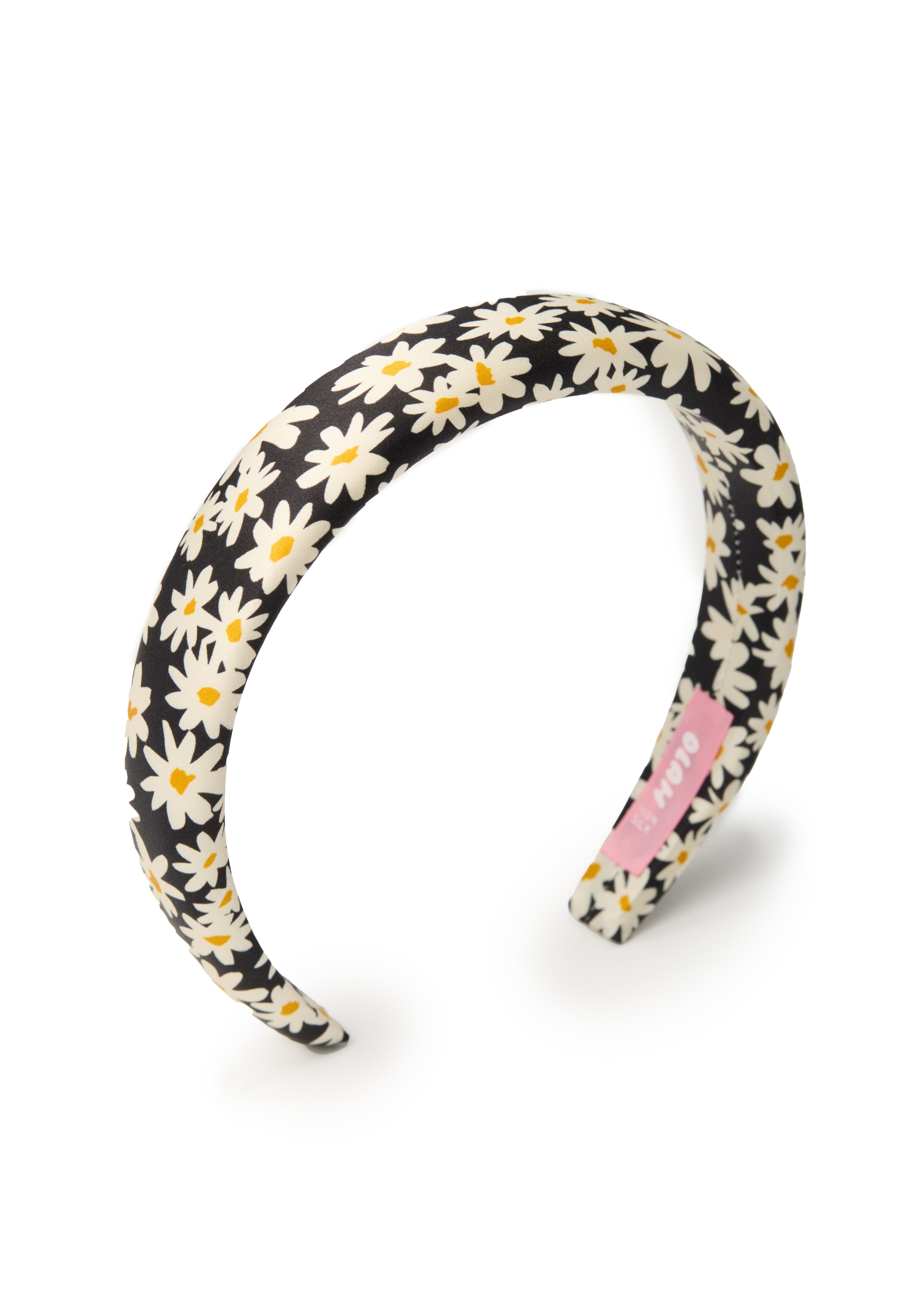 Daisy Silk Headband - Black & White