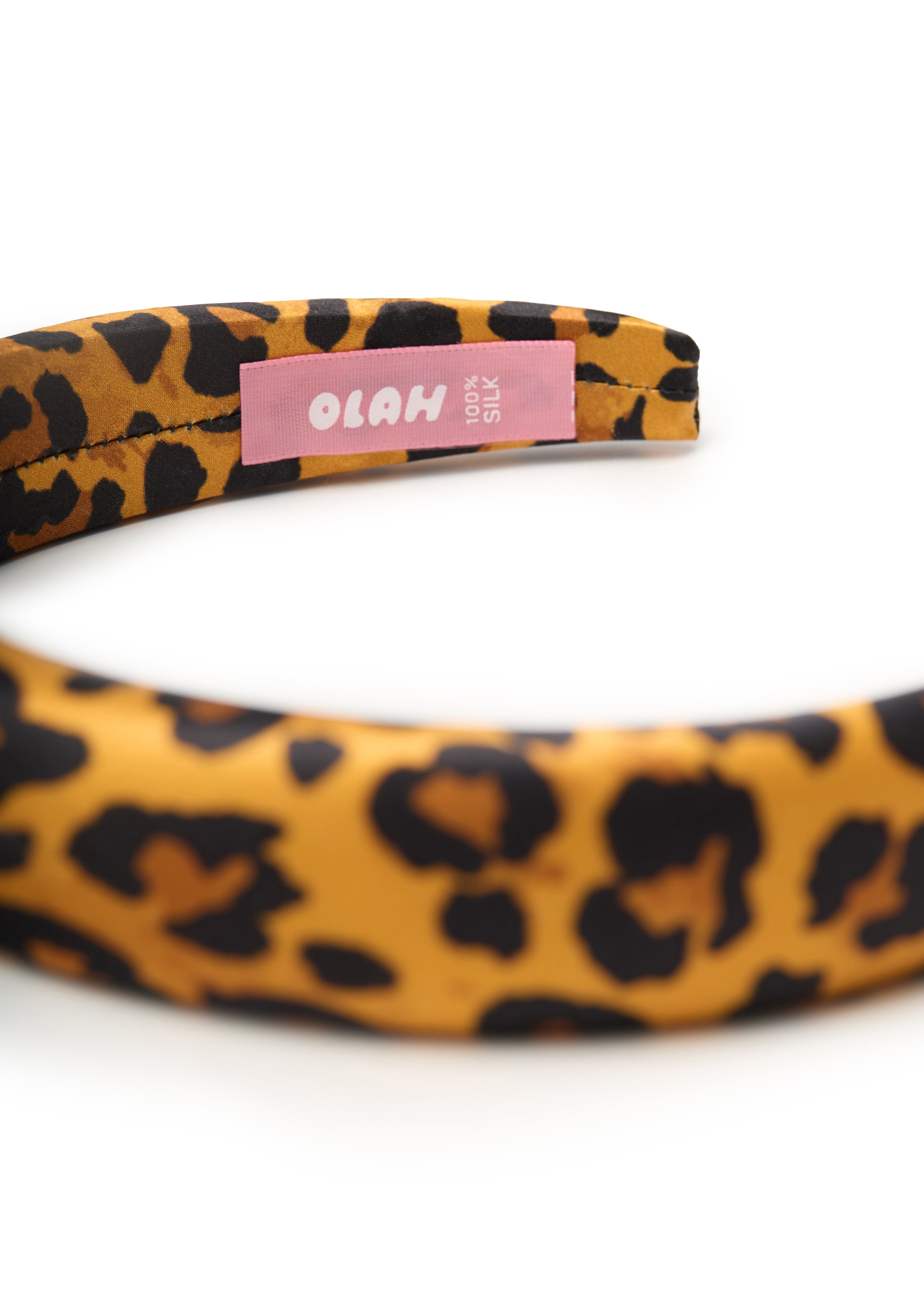 Leopard Silk Headband - Brown