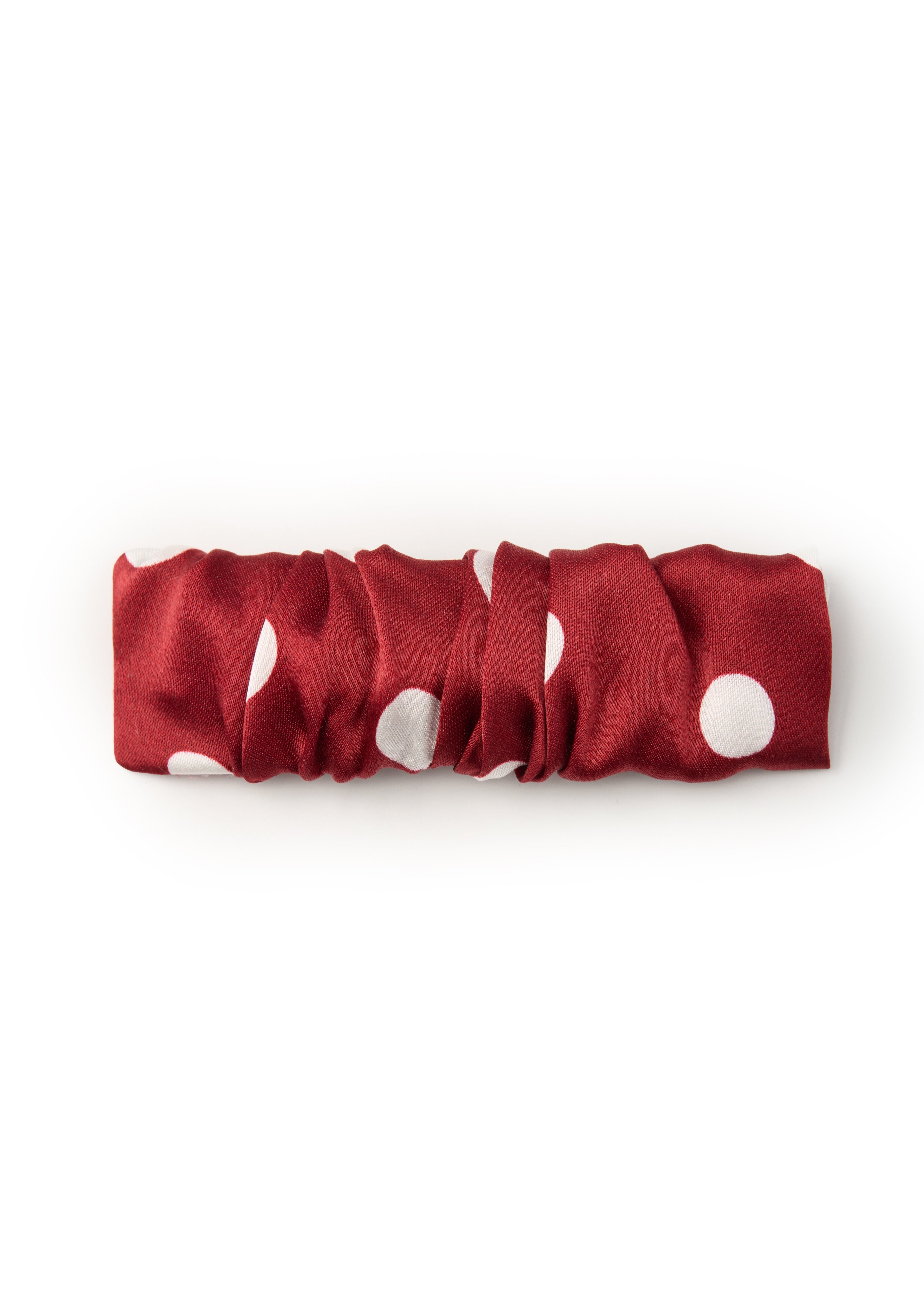 Polka Dot Silk Hair Barrette Clip - Red